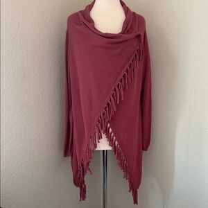Fringed Burgundy Women's Sweater